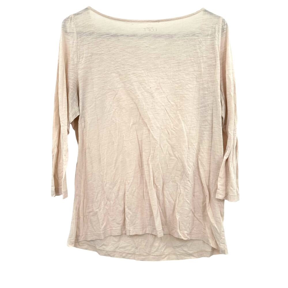 Loft Size Large Long Sleeve Blouse Top Shirt Tan Beige‎ Color Cotton Blend - Picture 2 of 4